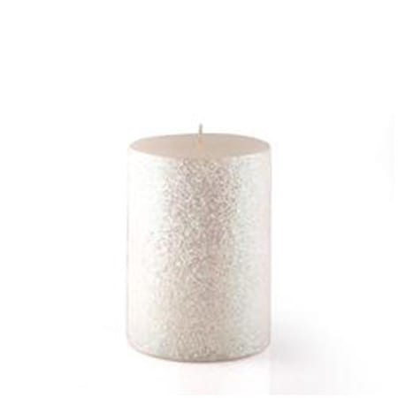 Zest Candle Zest Candle CPZ-166-12 3 x 4 in. Metallic White Glitter Pillar Candle -12pcs-Case- Bulk CPZ-166_12